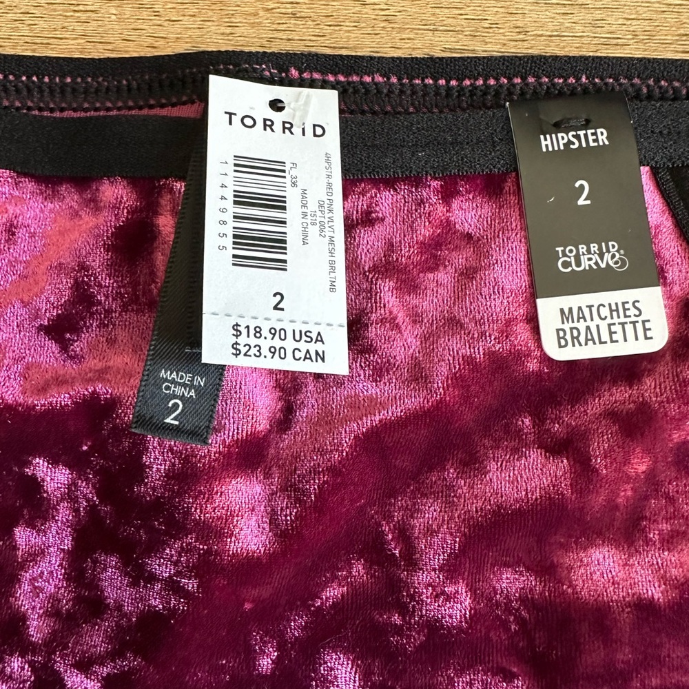 NWT Torrid Pink Velvet Hipster Panties - Picture 3 of 4